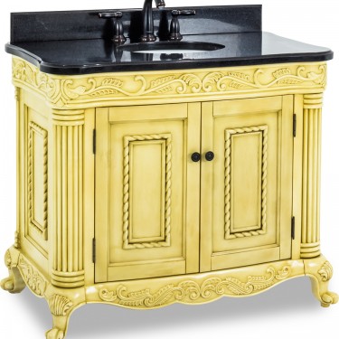 39 inch Antique White Ornate Vanity