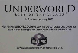 Ad cards from Movie underworld rise of the Lycans