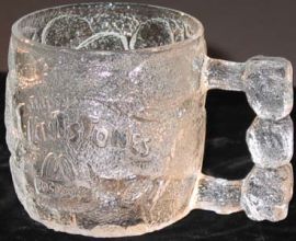 THE FLINTSTONE'S-CLEAR GLASS MUG ROCKY ROAD-Collector