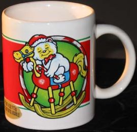 CHRISTMAS- TEDDY ON ROCKING HORSE COFFEE MUG