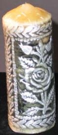 DESIGNER GOLD CANDLE WITH BLACK AND SILVER EXTERIOR