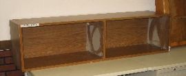 Walnut veneer wood shelving unit