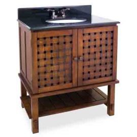 Lyn Nutmeg Basketweave Vanity with Preassembled Top and Bowl by 
